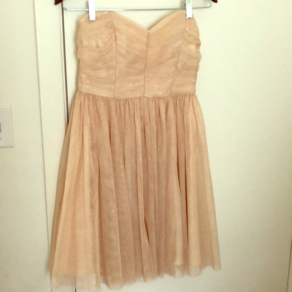 Gold strapless cocktail dress